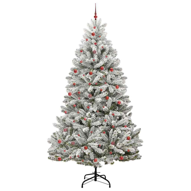 Artificial Christmas Tree Green and White PVC and Metal, 9.84 ft