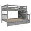 Lit superposé double sur double avec tablettes et 6 tiroirs de rangement-981364361