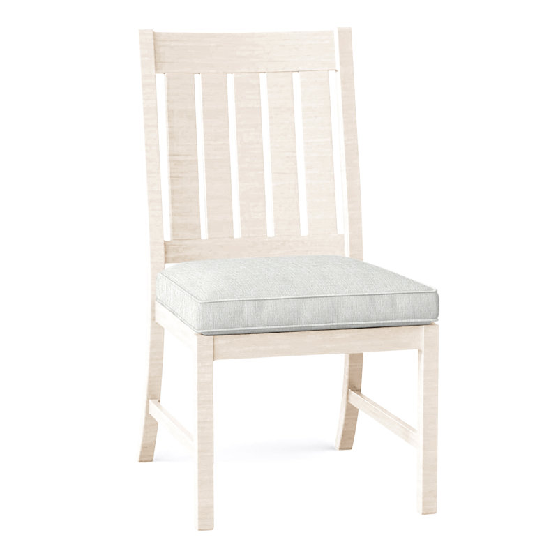 Club Patio Dining Side Chair with Cushions, Welt, Bali Pearl, Chalk