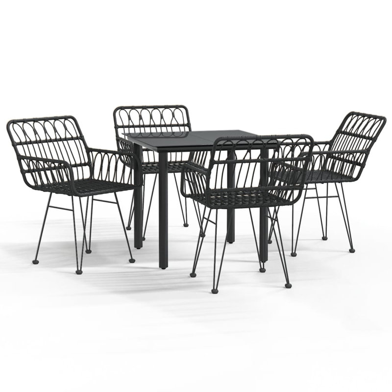 Ensemble repas d'extérieur 31,5 po Madancy Square, 4, Noir