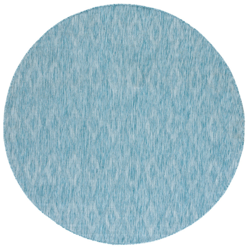 Ajacia Geometric Aqua Area Indoor/Outdoor Area Rug, Round 9'