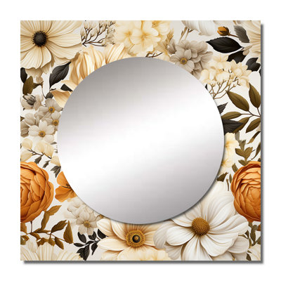 Rustic Floral Warmth Brilliance - Floral Square Mirror Wall Art For Bathroom