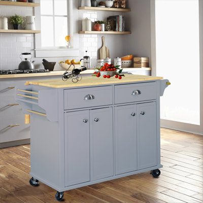 Lanelle Solid Wood Kitchen Island with Drop Leaf, Greenguard Gold Certified