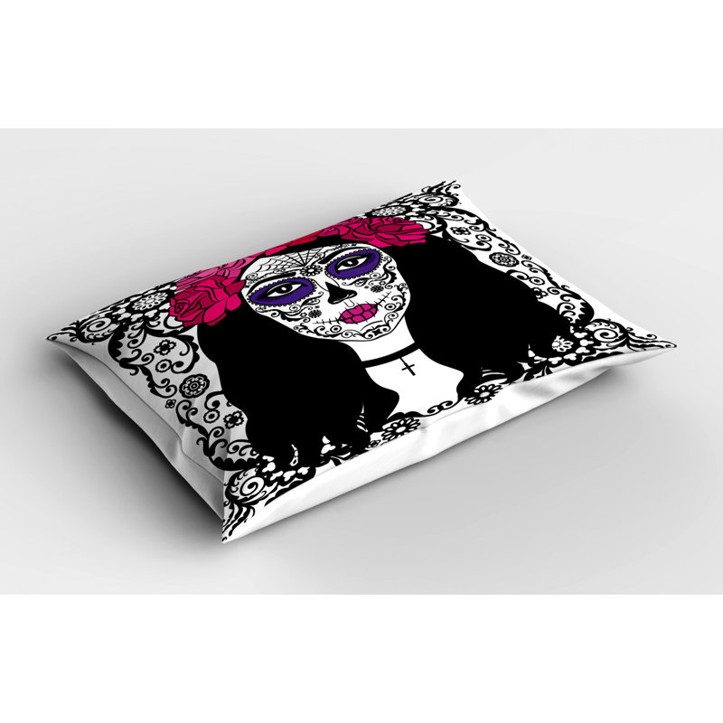 Black/Pink/Purple Polyester Microfiber Piece Sham, Queen