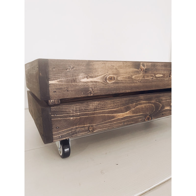 Caisse en bois massif, Marron foncé