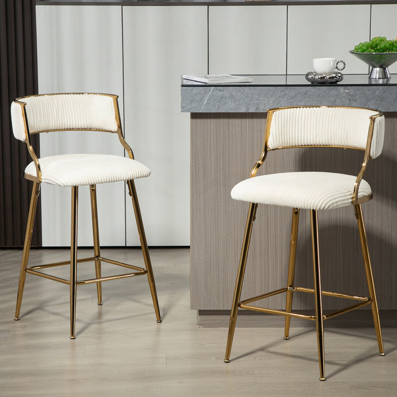 Tabourets de bar en velours côtelé, Beige