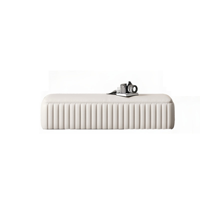 Banc rembourré en cuir de vache, H 16,53 po x l 59,05 po x P 18,89 po