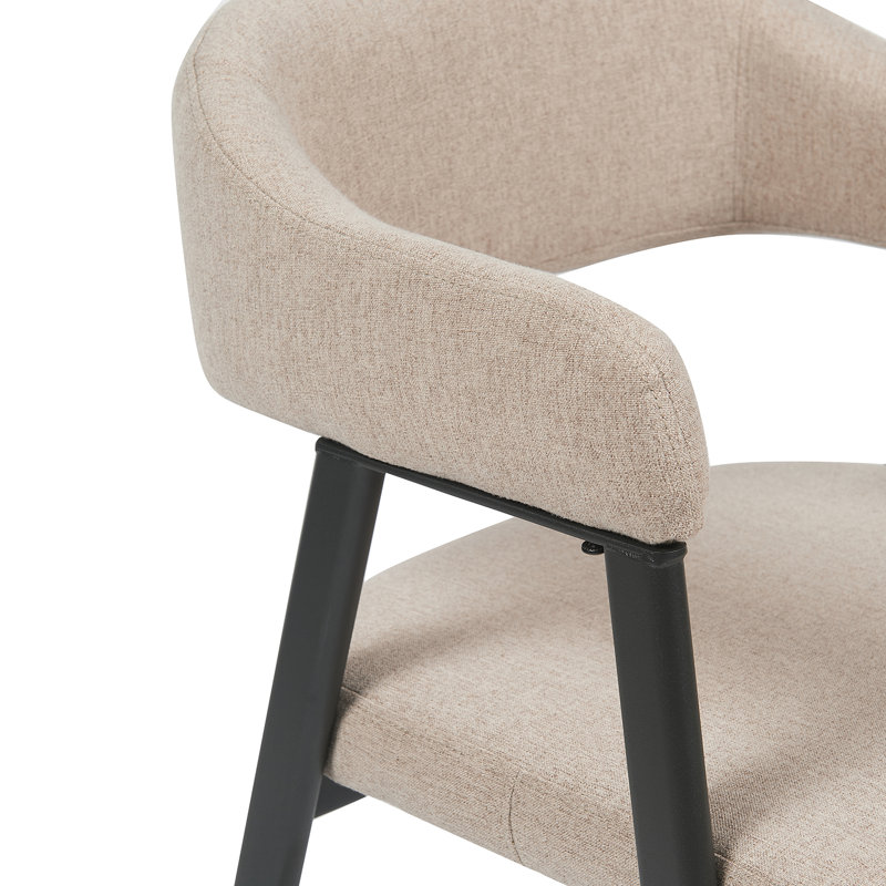 46.5cm H Velvet Upholstered Contoured Armchair, Champagne