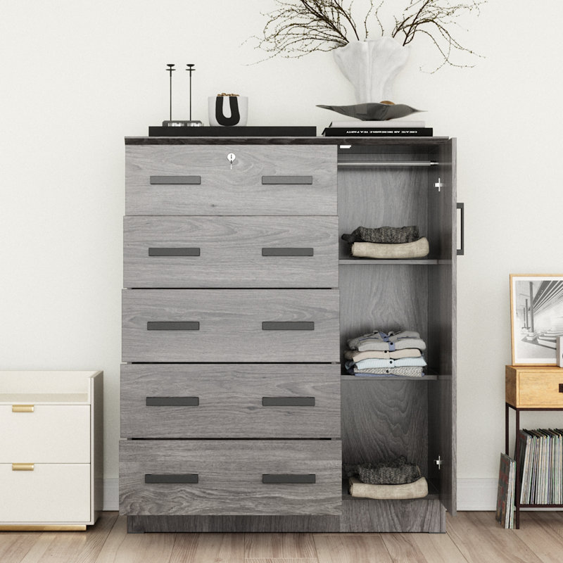 Odesser 56" Tall Dresser, Wardrobe Combo, Gray