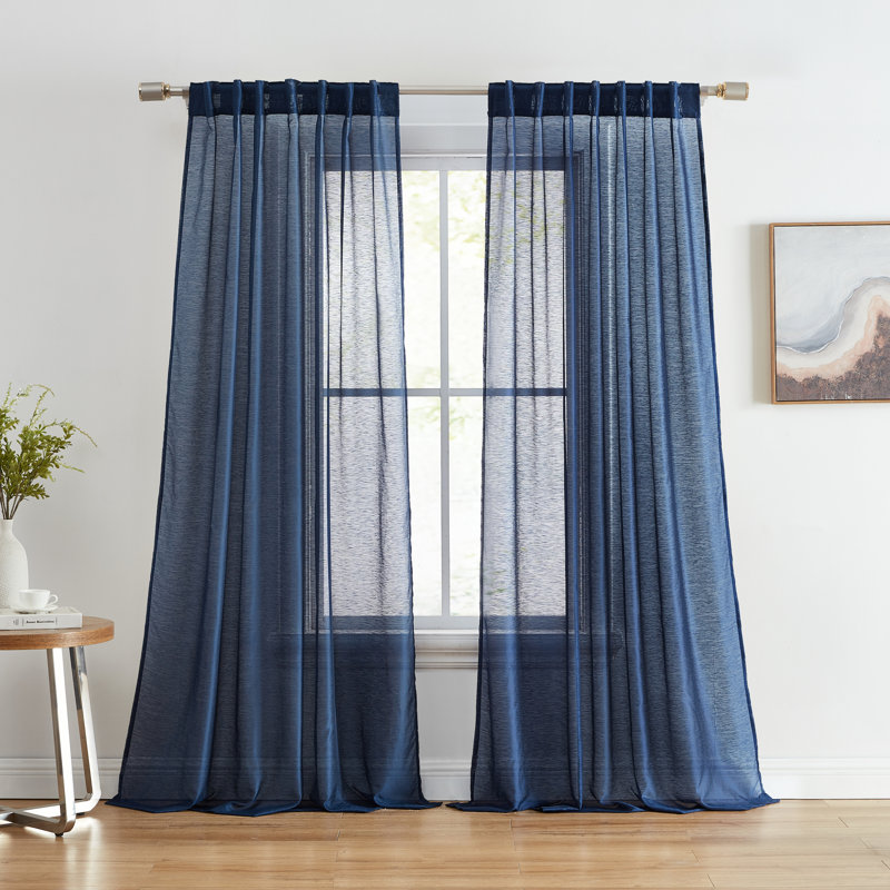 Lauren Semi Sheer Curtain Pair, 54" W x 63" L, Gray Teal