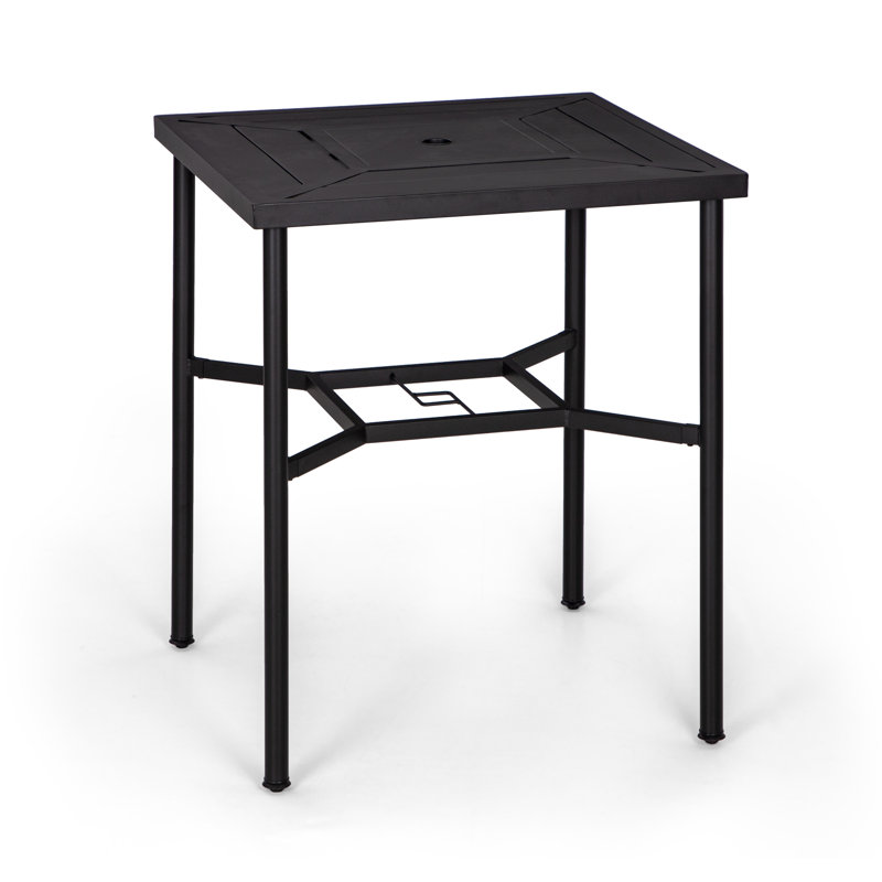 Alyne Square Metal Outdoor Bar Table With Umbrella Hole , 32'' in. W 32'' in. D