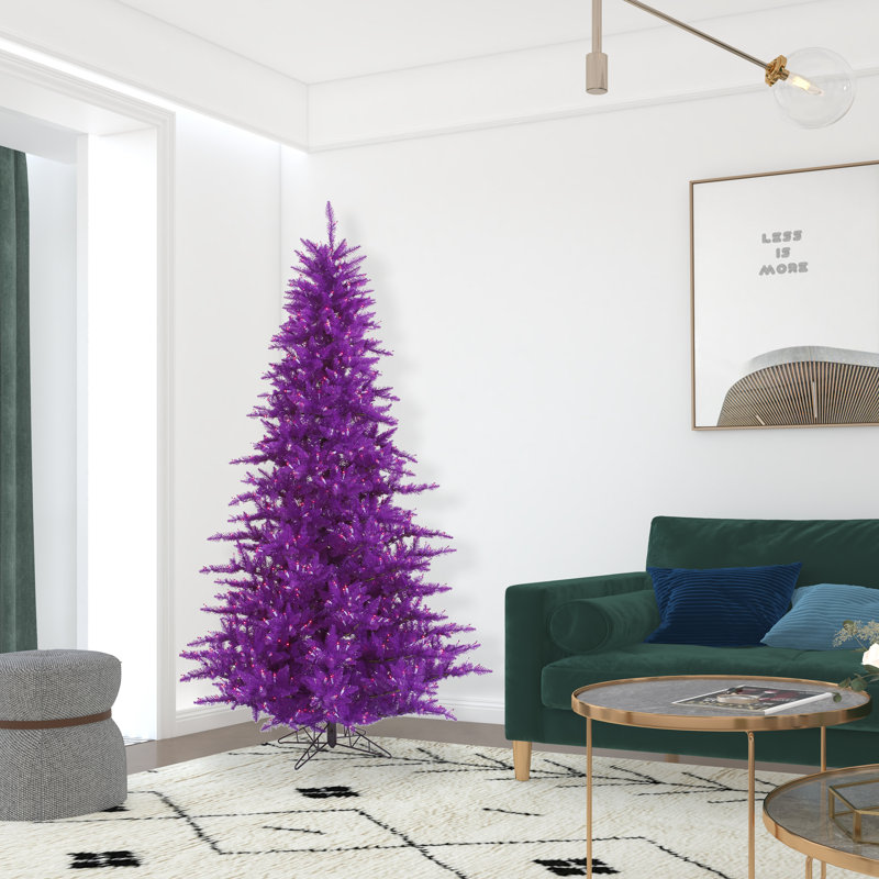 Purple Fir Lighted Artificial Fir Christmas Tree, 5.5' H