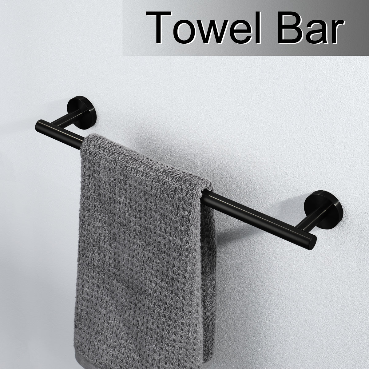 Linkaa 4-Piece Bathroom Hardware Set - Matte Black SUS 304 Stainless Steel Towel Holders & Hooks