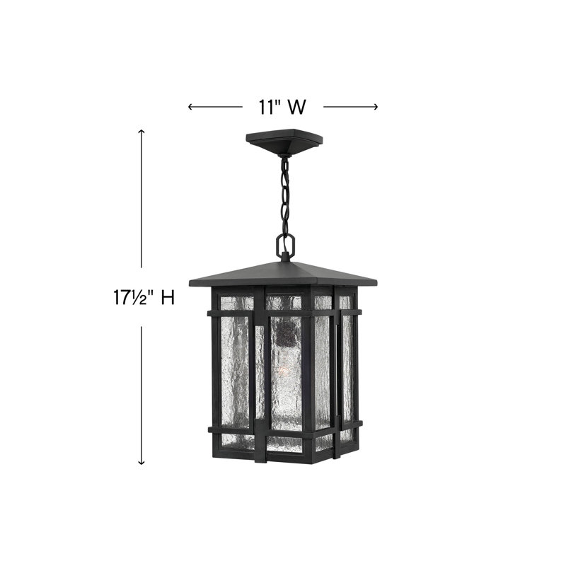 Tucker Museum Black 1 -Bulb 17.5" H LED Outdoor Hanging Lantern, Incandescent