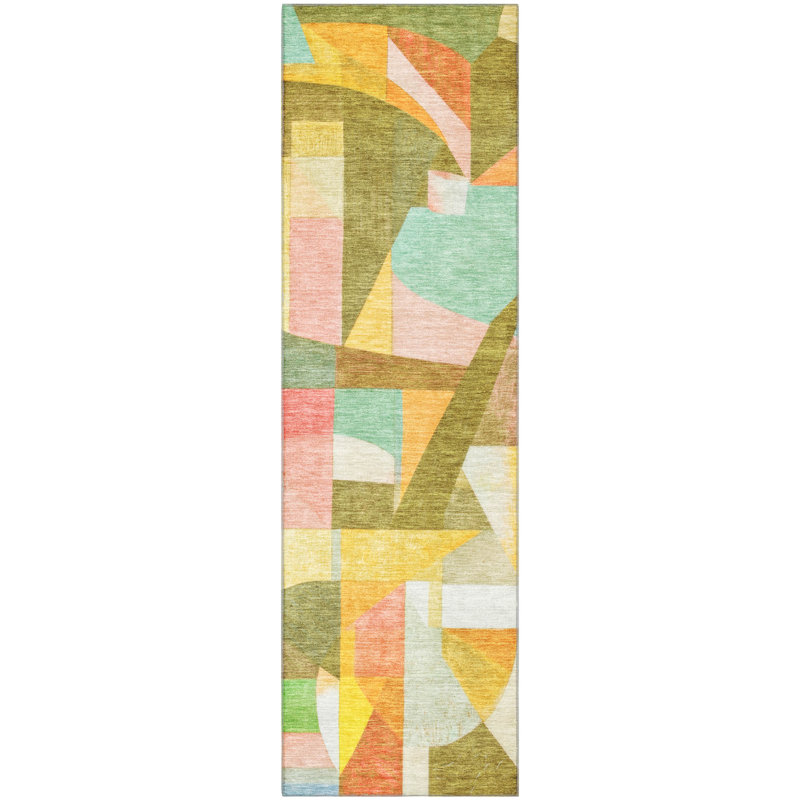 Premium Machine Washable Lubbers AMF1757 Abstract Rug, Runner 2'3" x 7'6"