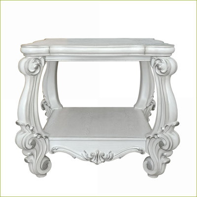 Table basse en os blanc traditionnel avec tablette inférieure, rangement supplémentaire Un attrait intemporel pour le salon