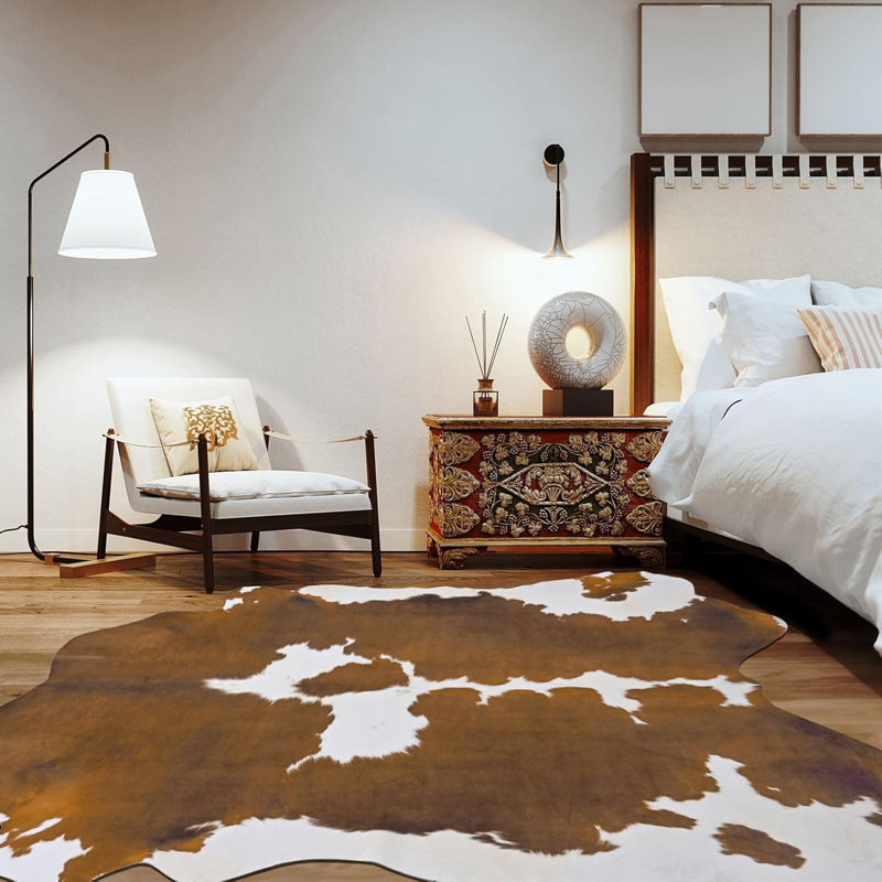 Fillender Faux Cowhide Animal Print Indoor Rug, Novelty 4'7" x 5'2"