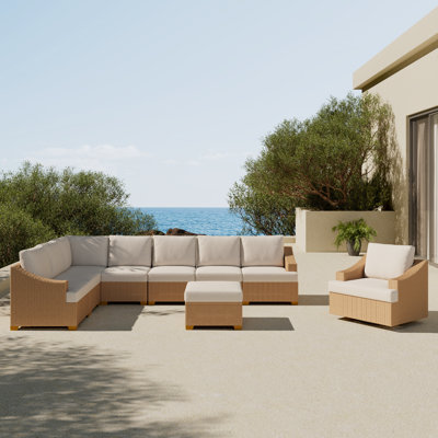 9-Piece Outdoor Patio Rattan Seating Set with Cushions