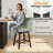 27" Swivel Bar Stools With Rubber Wood Legs Upholstered Linen Bar Chairs-977598743-977598740