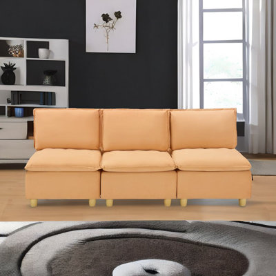 88" Three-seater Flannel Sofa