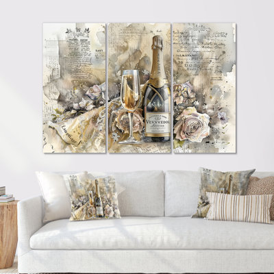 «Elegant Sparkling Wedding Champagne II - Champagne», ensemble de reproduction d'art mural
