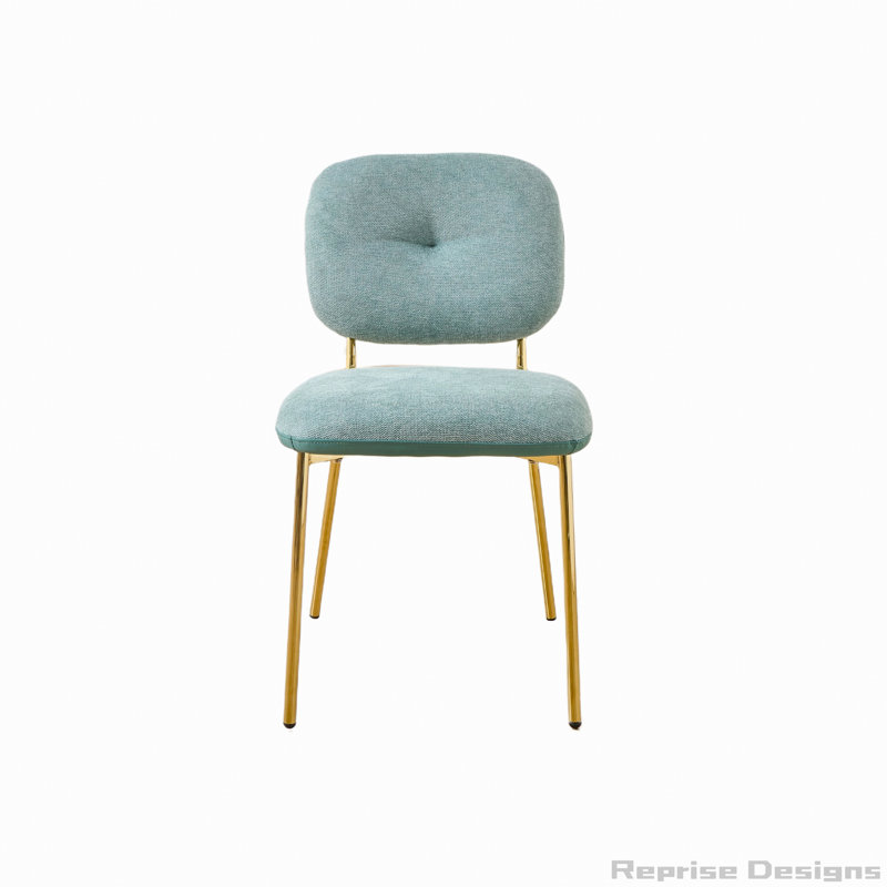 Ensemble de 2 chaises de salle à manger avec pieds en métal, Vert, Doré