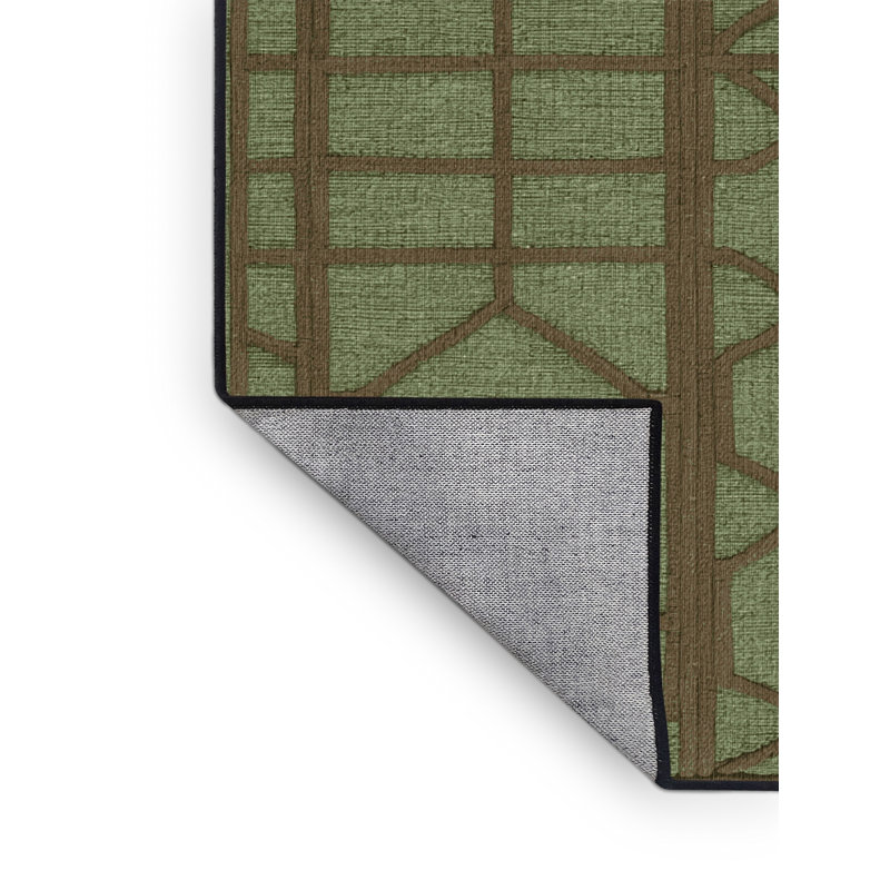 Machine Washable Trellis Brown Area Rug, Square 3'