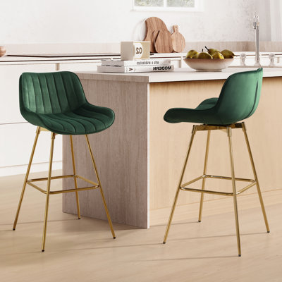 Swivel Yes Upholstered Velvet Bar Stool
