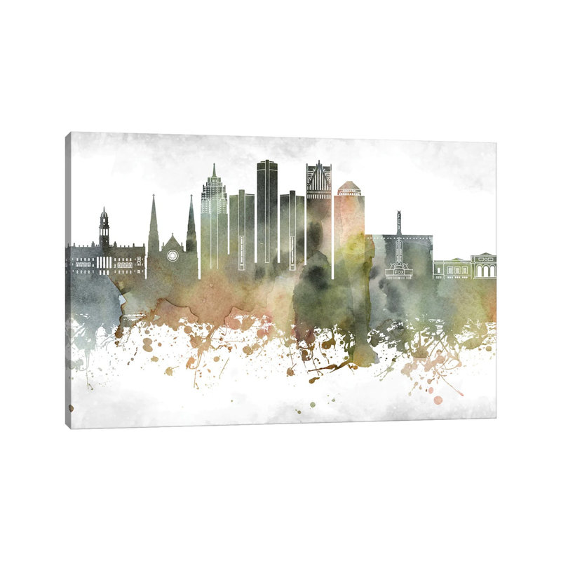 Detroit Skyline 1 Piece Wrapped Canvas Wall Art, 66.04 cm H x 45.72 cm W x 3.175 cm D