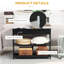 Console HOMcom avec tiroir coulissant extra large, 2 tablettes ouvertes et structure en lattes de bois