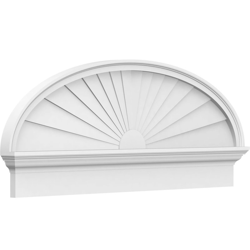 Fronton elliptique en PVC de qualité architecturale Sunburst, H 12 7/8 po x l 24 po x P 2 3/4 po