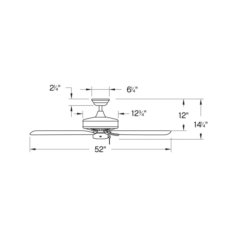 52" Indoor/Outdoor Ceiling Fan with Pull Chain Operation, Graphite