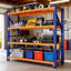 Étagères de rangement à 4 niveaux, étagère de garage robuste de 79 po, système de tablettes en métal industriel réglable, capacité de 4 000 lb, organisateur pour outils de garage, atelier, l 48 po x P 20 po x H 79 po, bleu et orange