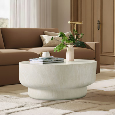 Watterson Modern 32"W Marble Concrete Top Full Assembly Round Coffee Table