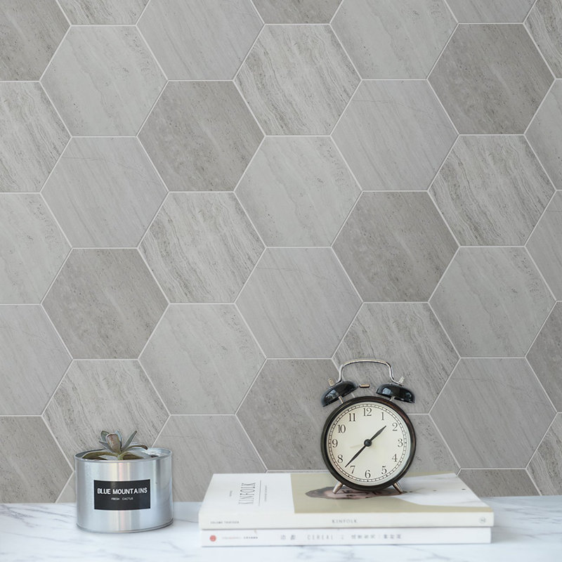 12" x 12" Marble Honeycomb Mosaic Wall & Floor Tile, Cream/Beige
