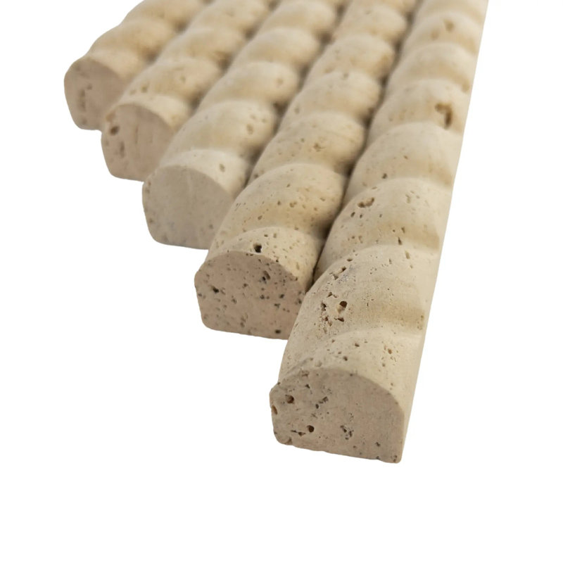 Carreau de doublure en corde de travertin ivoire beige clair 1x12 po