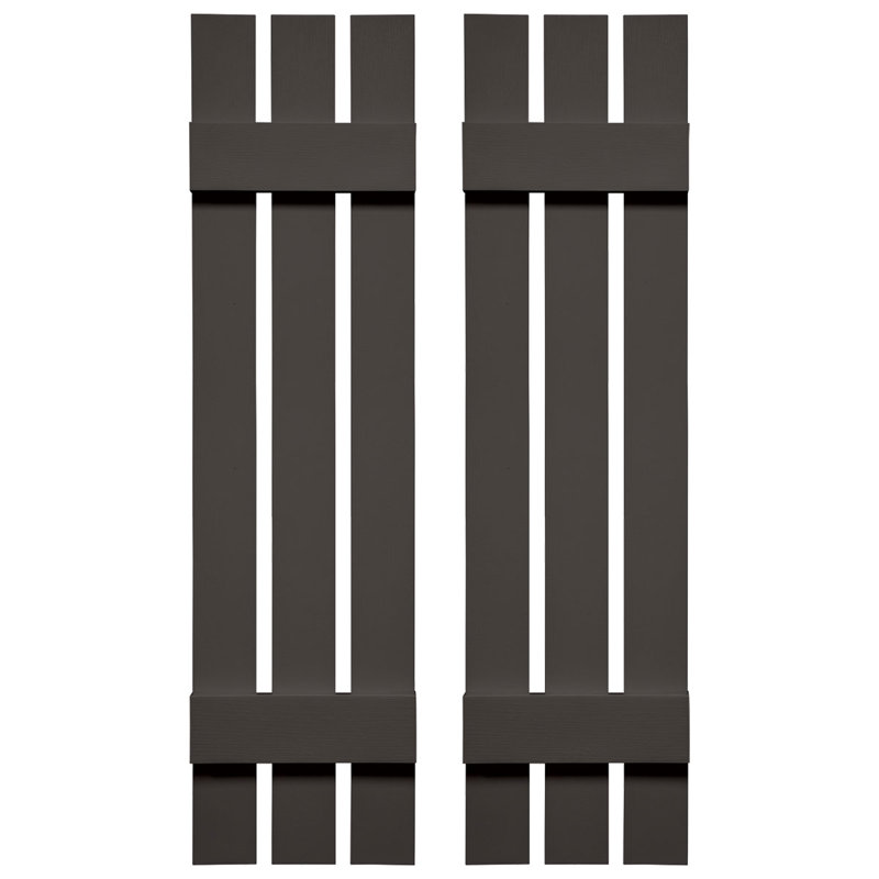 Builders Edge, paire de volets personnalisés à trois planches espacées, planche-n-lattes, Gris tuxedo, 49 po