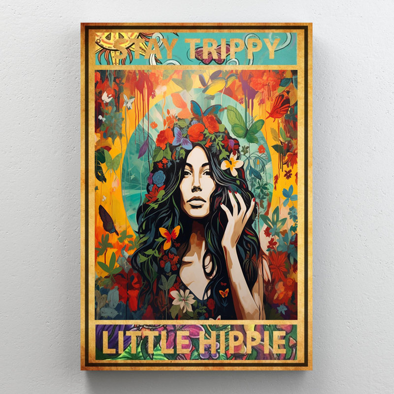 «Woman Stay Strippy Little Hippie», reproduction d'art graphique sur toile tendue, H 36 po x l 24 po x P 1,25 po