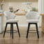 White 25" Counter Height Swivel Bar Stools Of 2 - Solid Wood Legs, Chenille Upholstery, Levelling Feet For Kitchen, Pub, Dining Room Decoration Stools, White, With Kitchen Island, Home Graceful-45639160