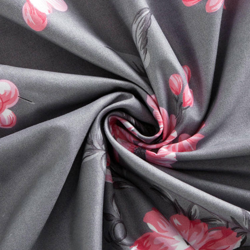 Microfiber Printed Duvet Cover - Soft, Lightweight, Fade-Resistant Bedding with Matching Pillowcases, Bouquet