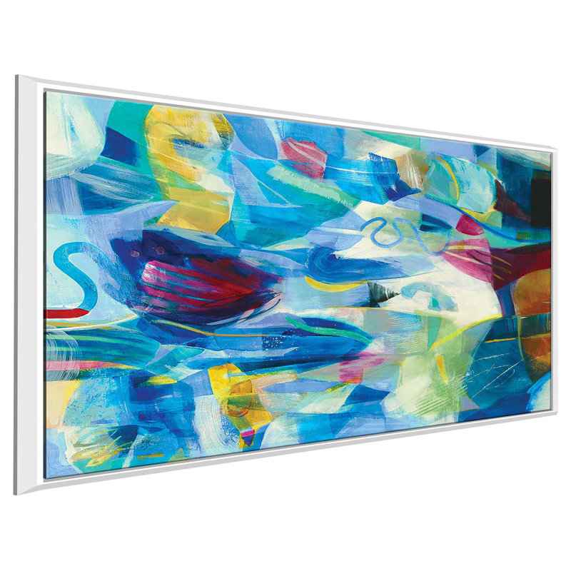 «Blue Passage», peinture sur toile à cadre flottant, H 21,5 po x l 33,5 po x P 2 po, Cadre flottant blanc