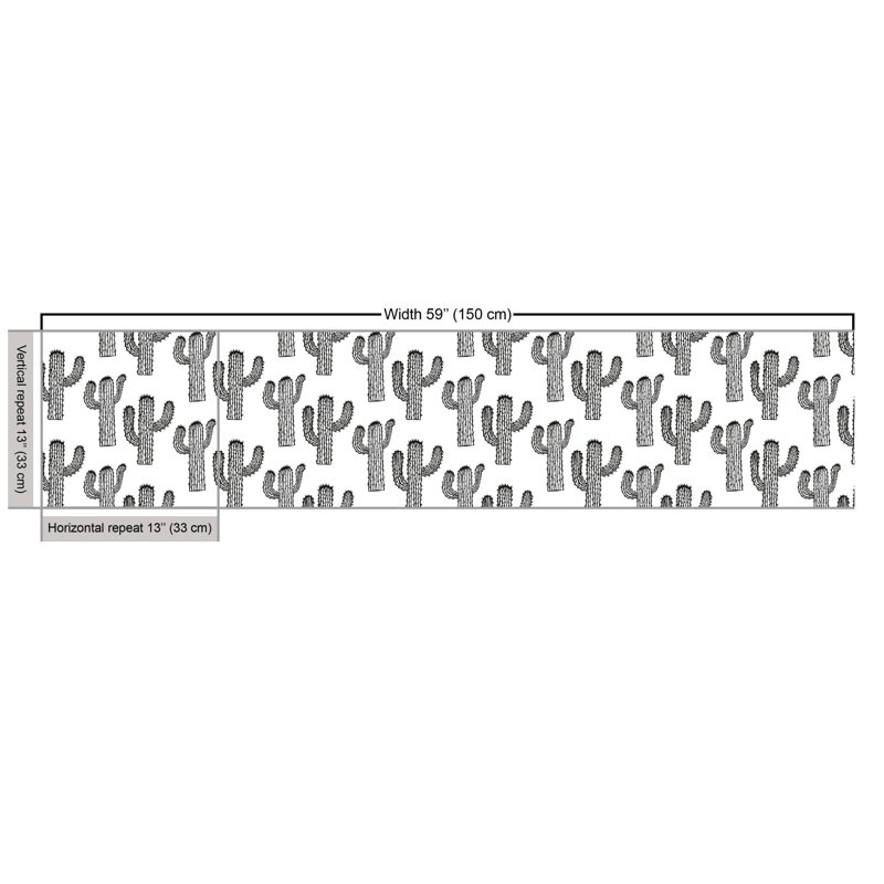 Chelcy Repetitive of Outline Exotic Cactus Plants Multi-Purpose Fabric