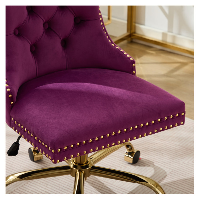 Chaise de bureau moderne en velours A&A Furniture, Velours, Mauve, Doré