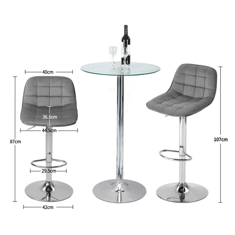 Woodrow Swivel Upholstered and Velvet Adjustable Height Bar Stool with Iron Frame