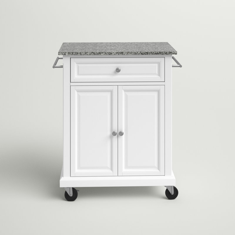 Hedon Granite Top Kitchen Cart, White