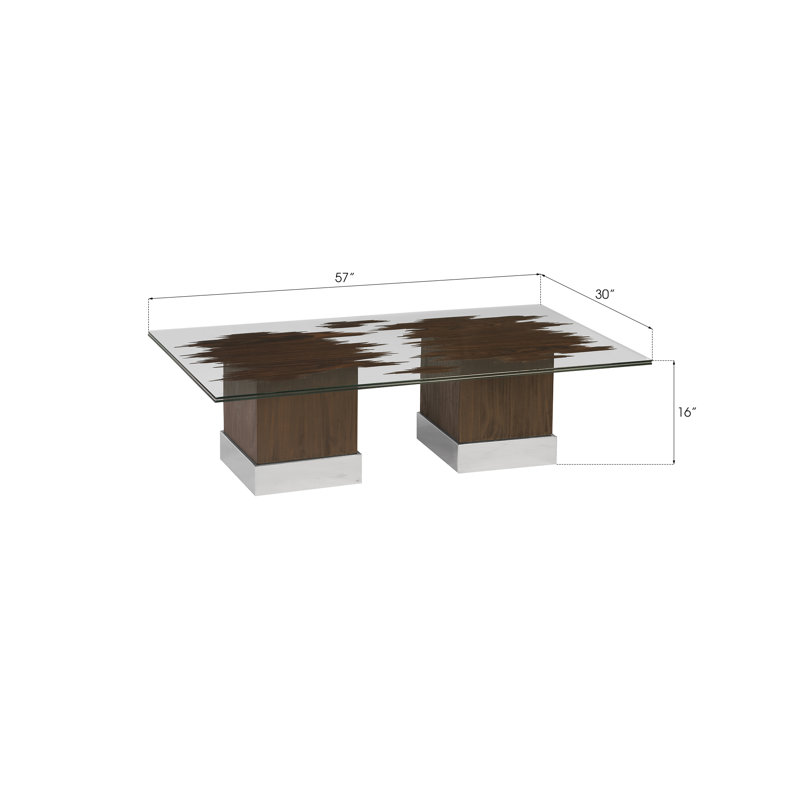 Contemporary Floating Slice 57'' Brown and Silver Coffee Table