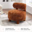 Fauteuil de chambre rembourré en fourrure kaki avec dossier incurvé et pieds solides pour un espace de vie principal - rembourrage en mousse confortable, construction, entretien simple, structure en bois à oreilles sans accoudoirs facile à assembler