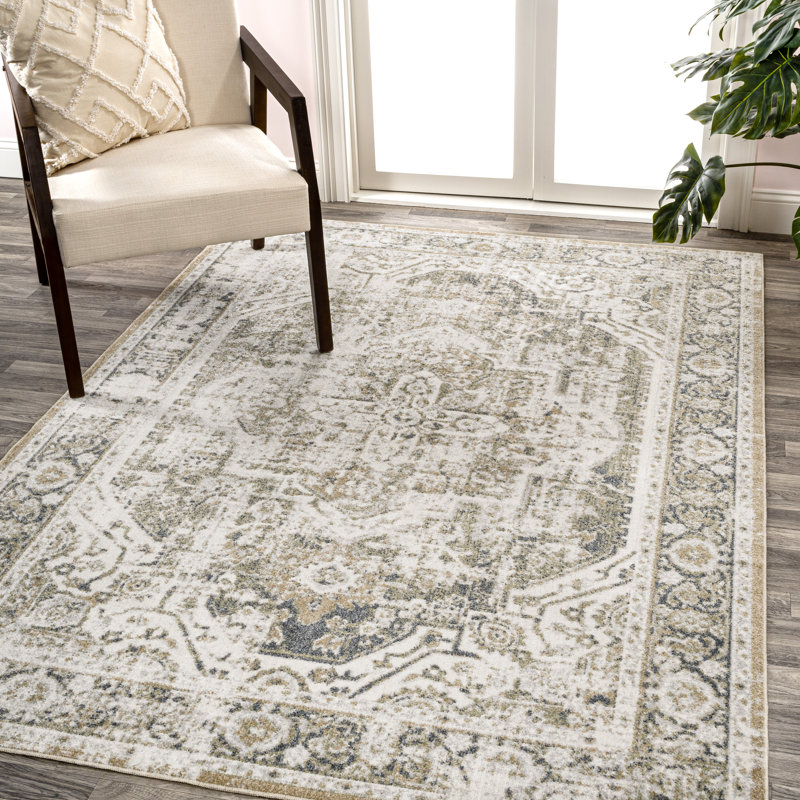 Tapis vert / crème délavé à la machine Keesha Bold, Rectangle 2 pi 11 po x 4 pi 11 po