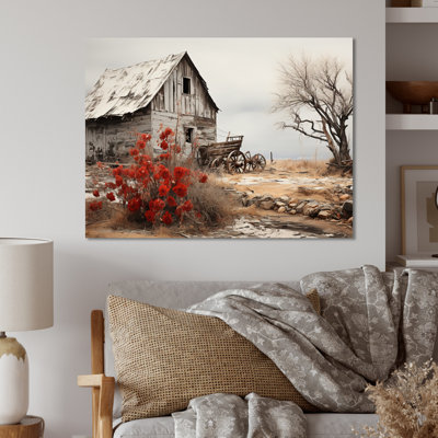 Red Farmhouse Rustic Elegance I - Farm Print on Metal