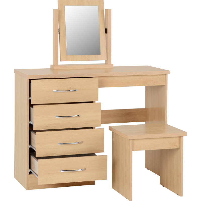 Cascio Dressing Table Set with Mirror, Sonoma Oak Effect